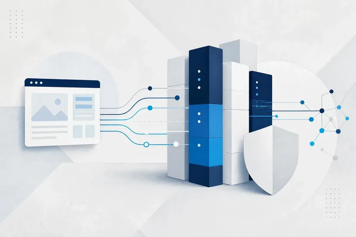 Illustration d’un serveur relié à des pages web et à des documents