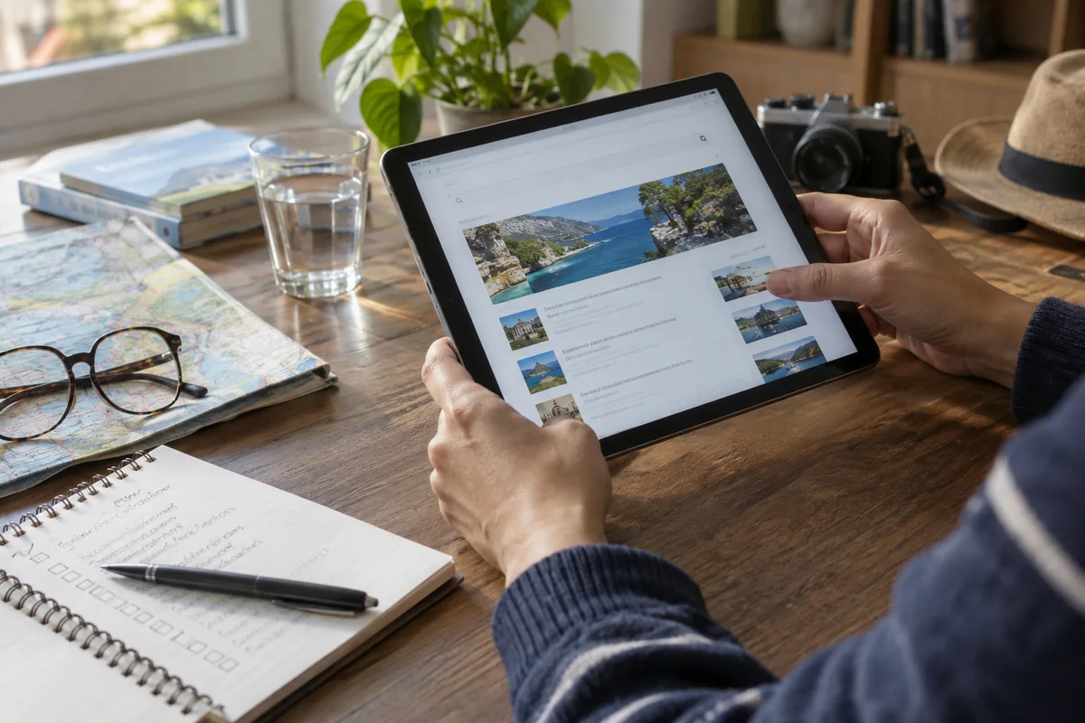A tablet and checklist on a table