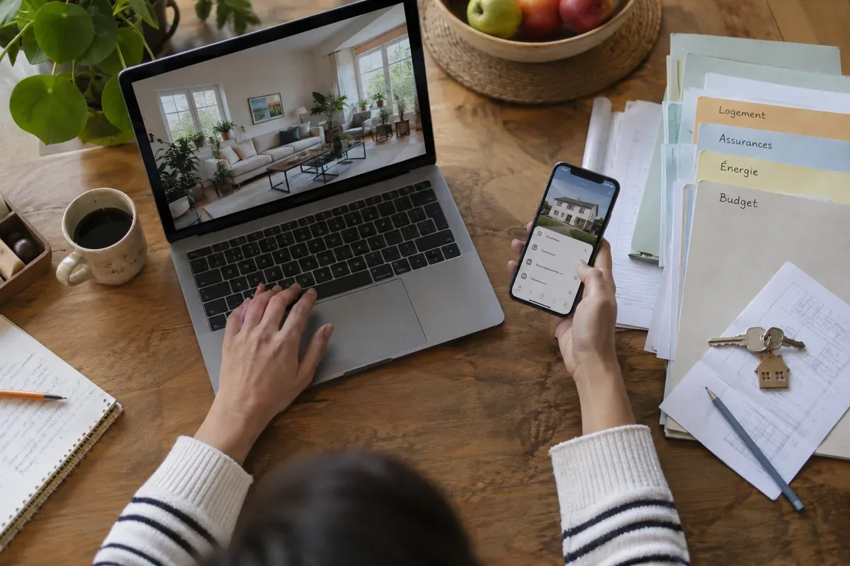 A computer, phone and carefully organised folders