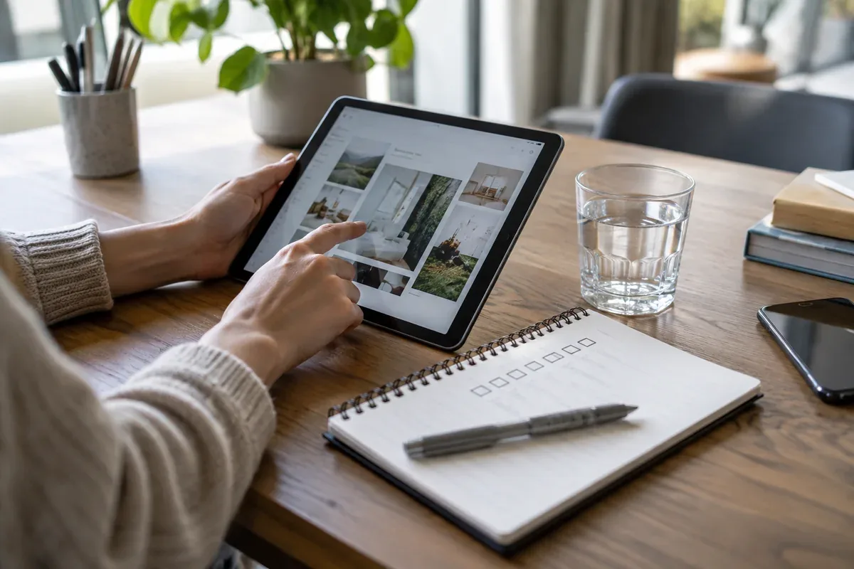 A tablet and a checklist on a table