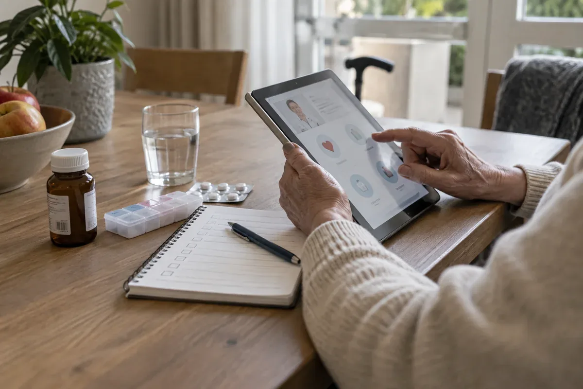 A tablet and a checklist on a table