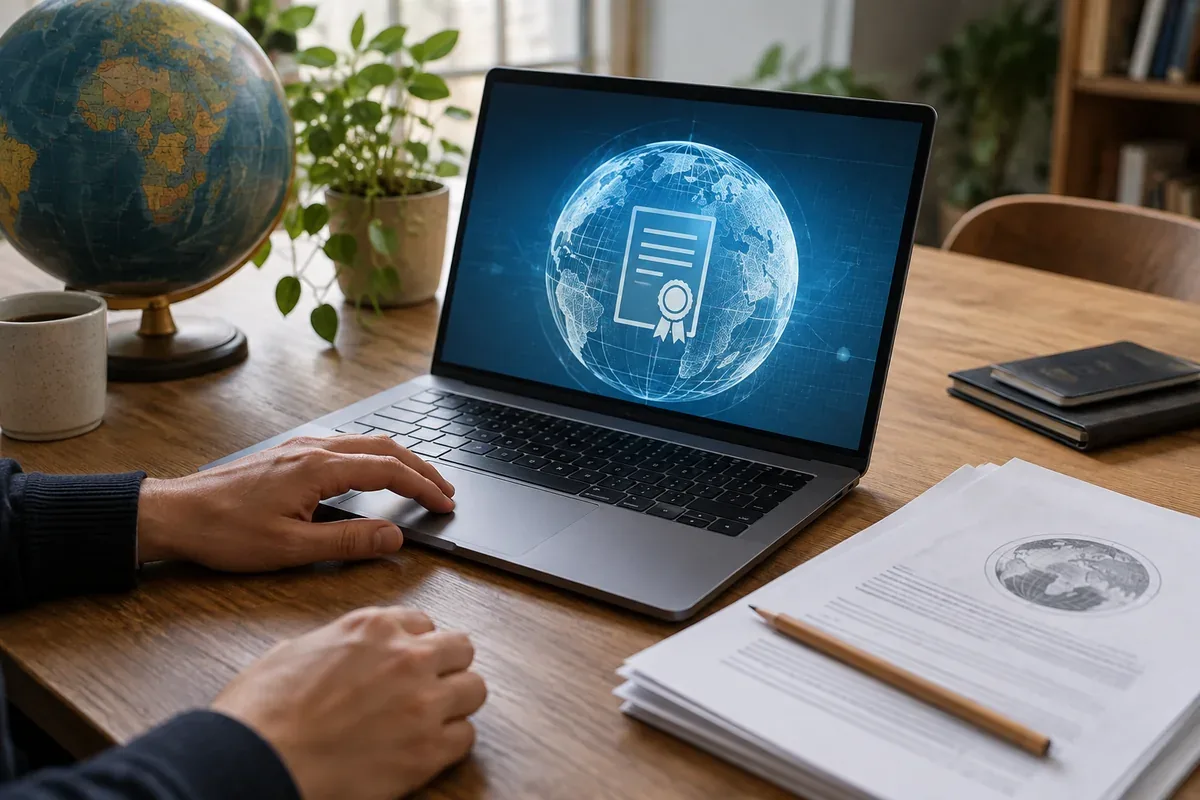 Un ordinateur portable et des documents organisés sur un bureau