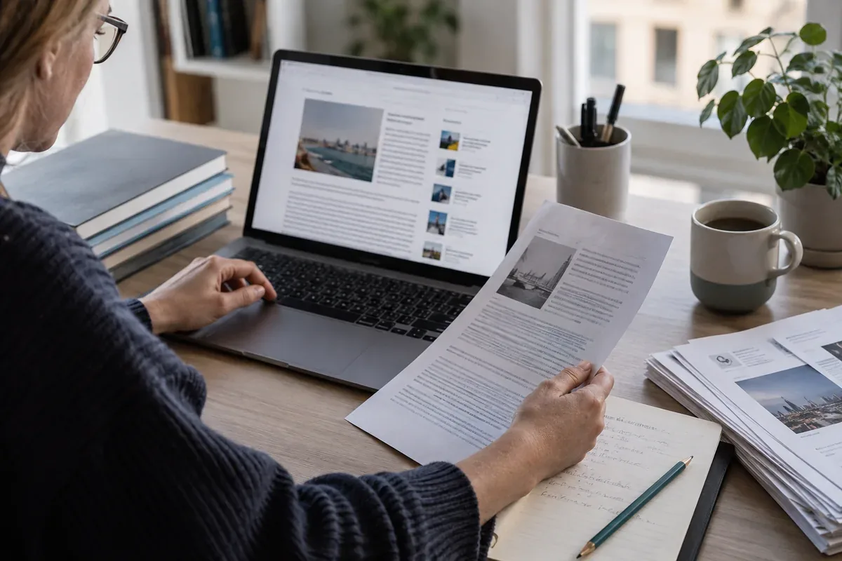 Un ordinateur portable et des documents organisés sur un bureau