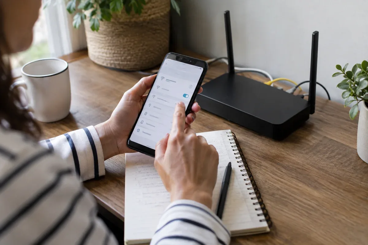 A home router is placed in the open and tested with a nearby device