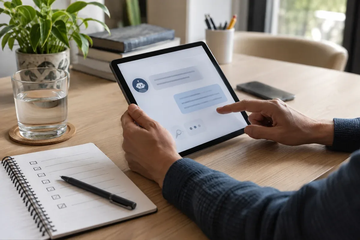 A tablet and a checklist on a table