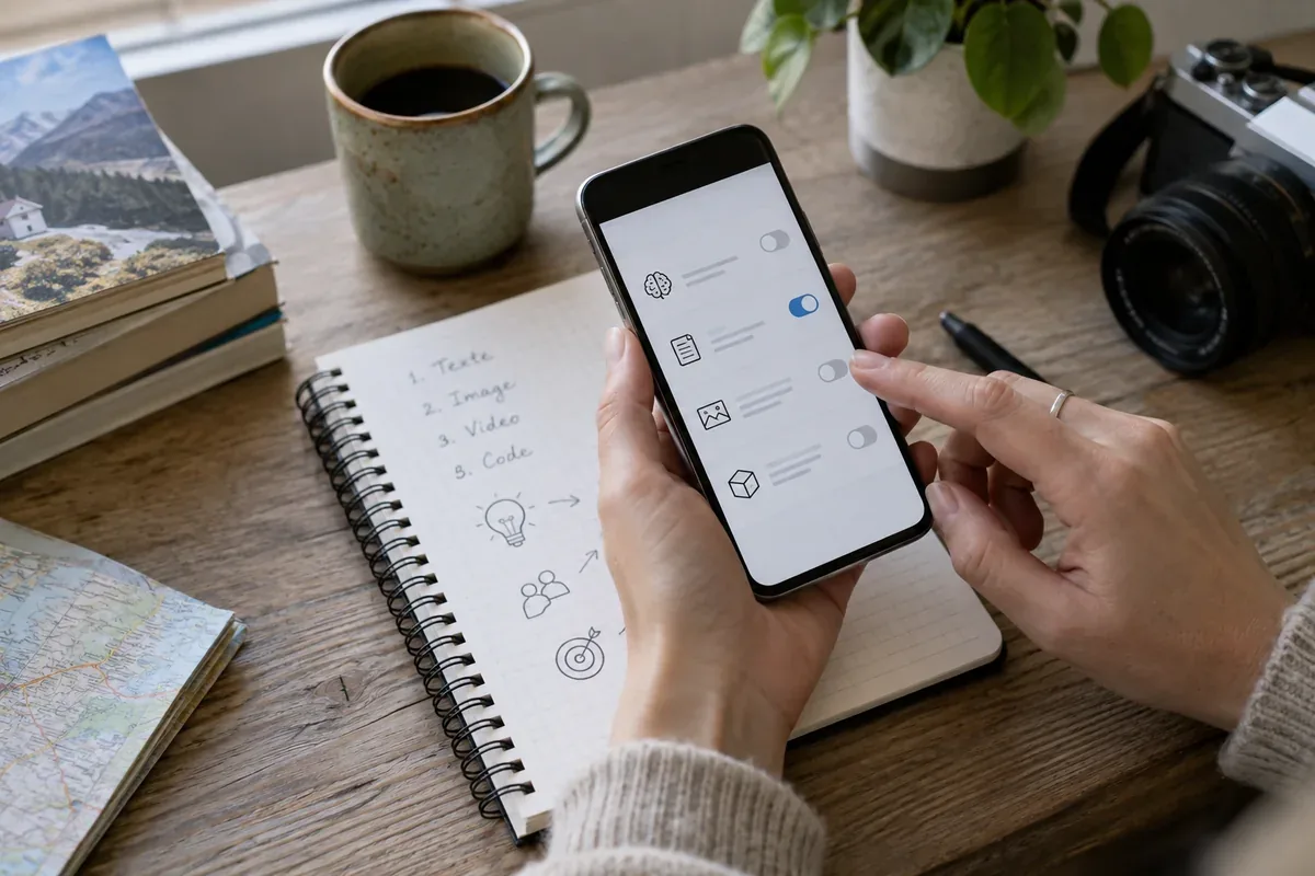 A person compares AI assistant outputs against the same task and sources