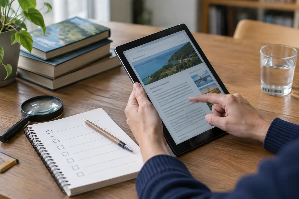 Une tablette et une liste de vérification sur une table