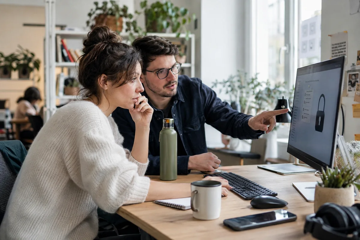 A person reviews online profile visibility and application permissions