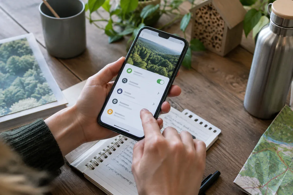 A phone and a notebook for reviewing digital settings