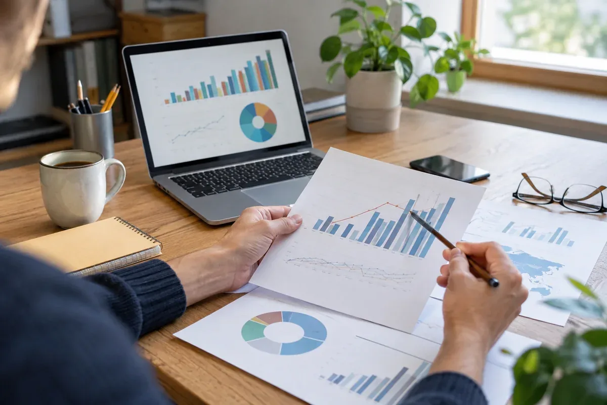 Un ordinateur portable et des documents organisés sur un bureau