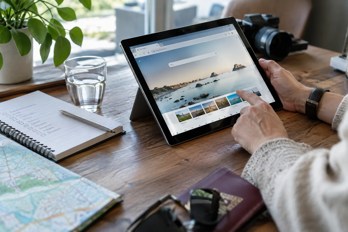 A tablet and a checklist on a table