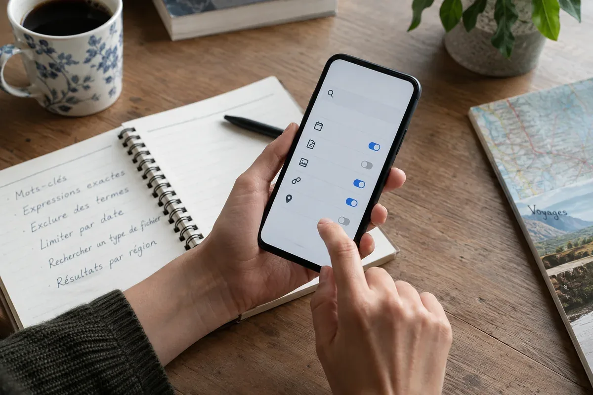 A reader refines a web search while comparing several result pages