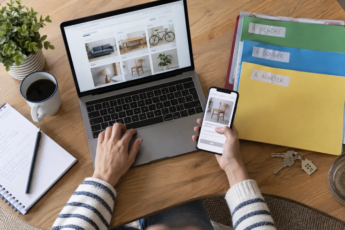 A buyer checks a classified listing and its platform payment conditions