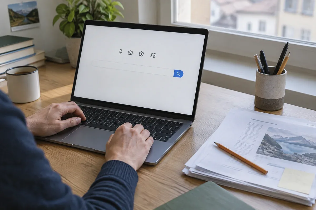 A laptop and organised documents on a desk