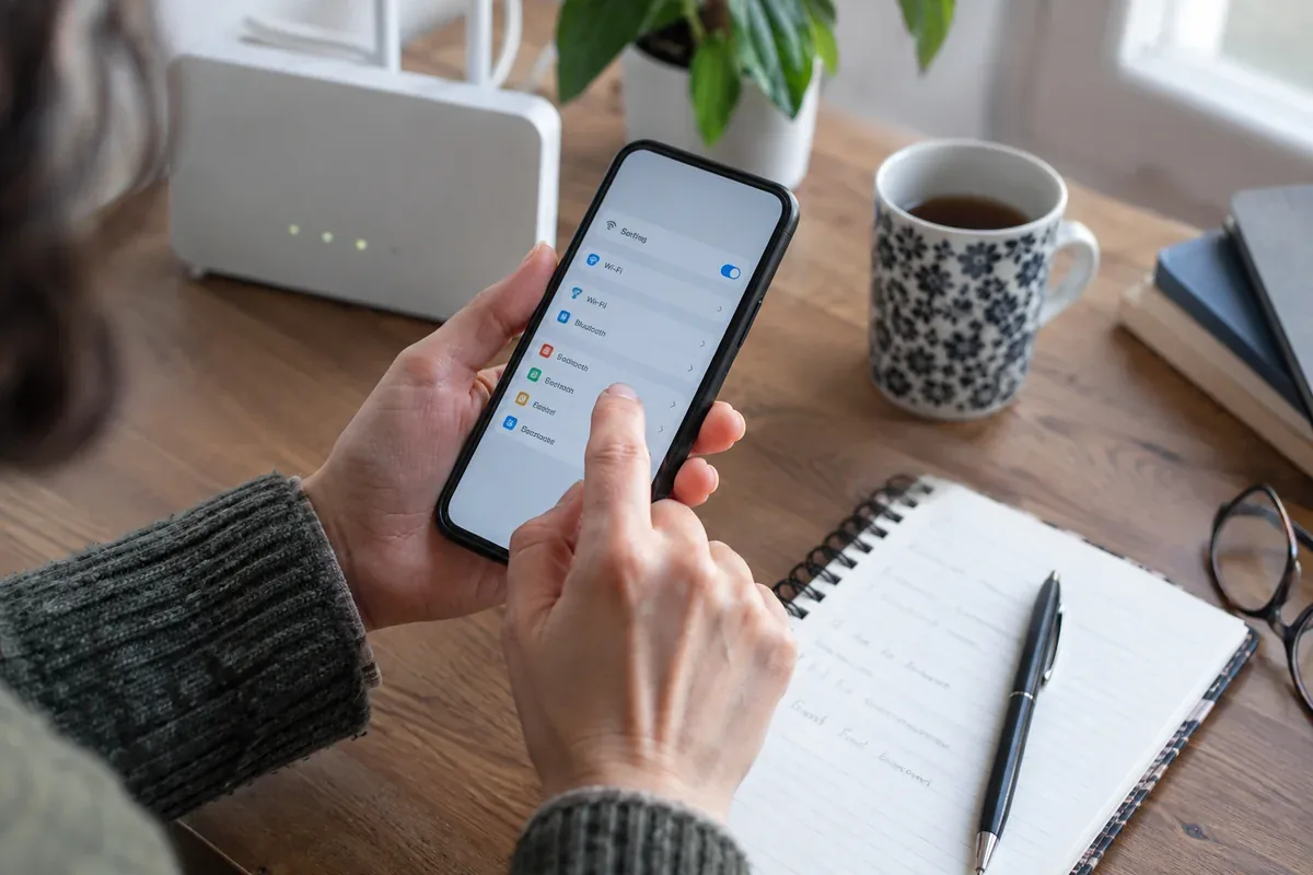 A phone and a notebook for reviewing digital settings