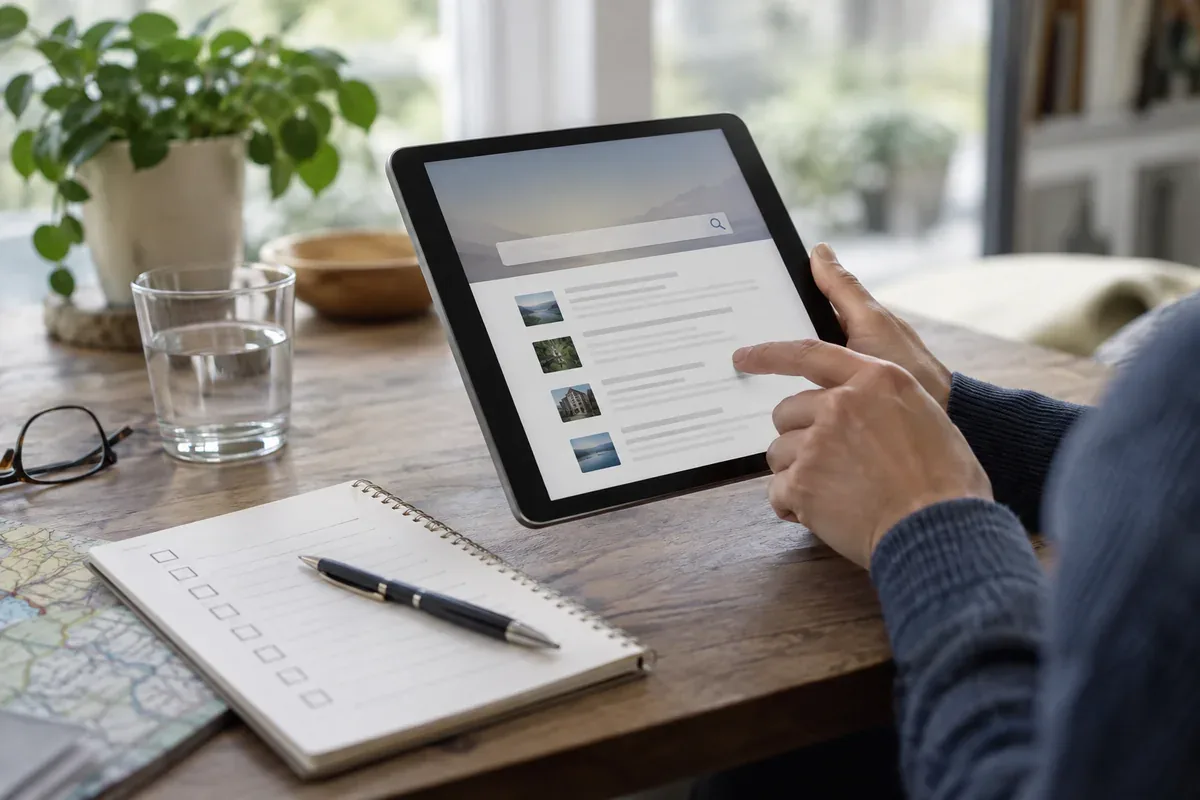 A tablet and a checklist on a table