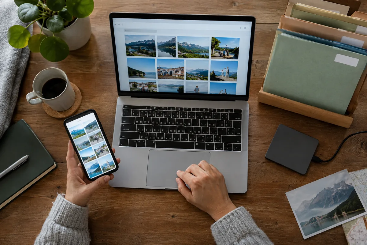 Two devices are checked against an independent backup before synchronisation