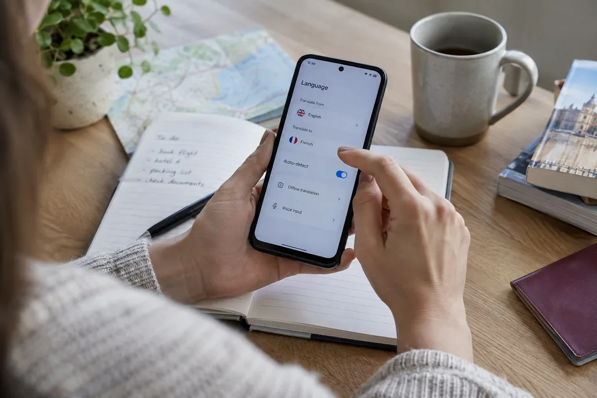 A phone and a notebook for reviewing digital settings
