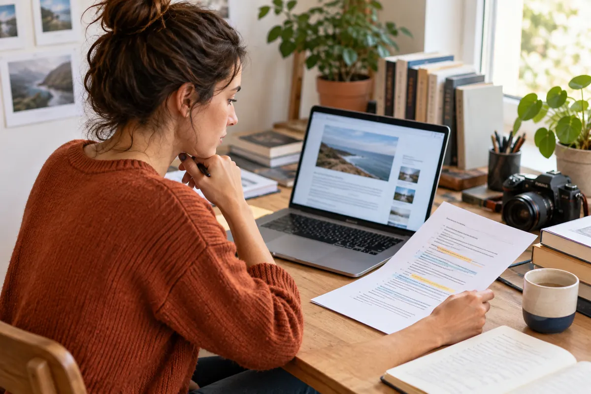 Une éditrice relit la structure et les sources d’un article web