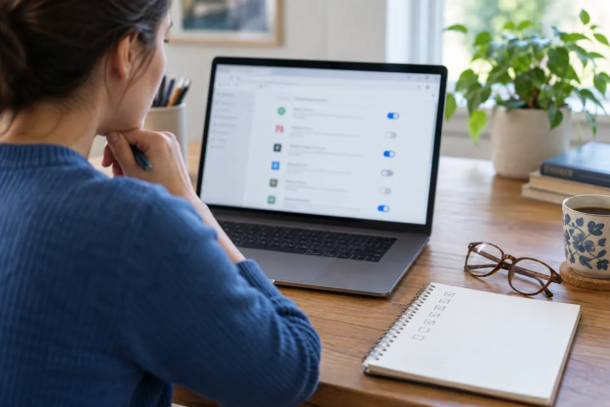 Une personne examine les extensions installées sur son navigateur